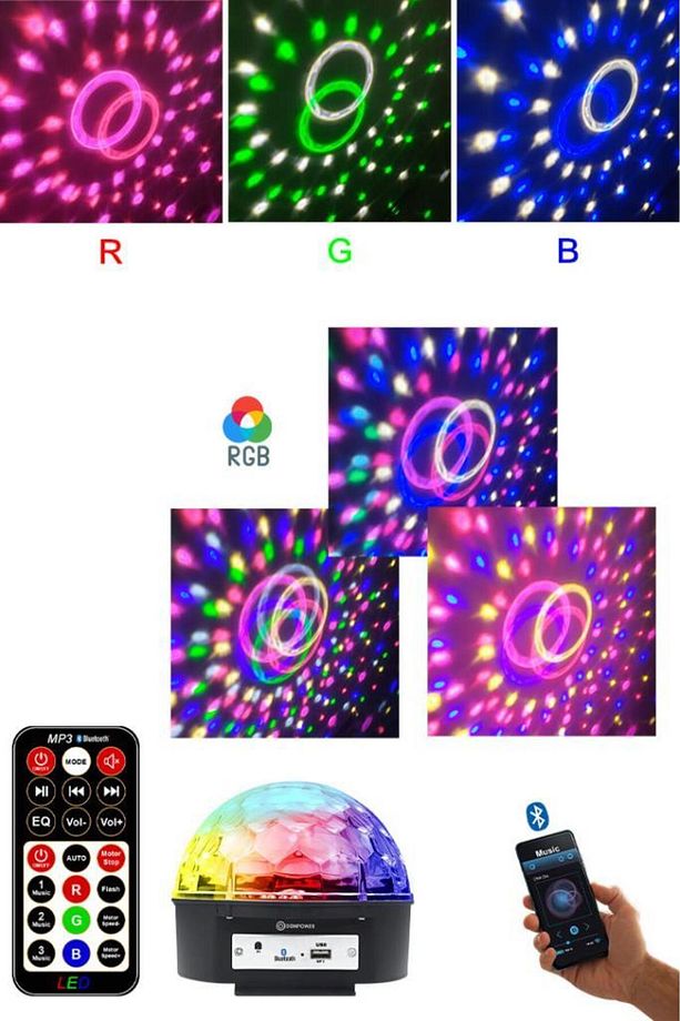 RGB LED Bluetooth Parti Işığı – Çok Fonksiyonlu, USB ve MP3 Desteği - 7