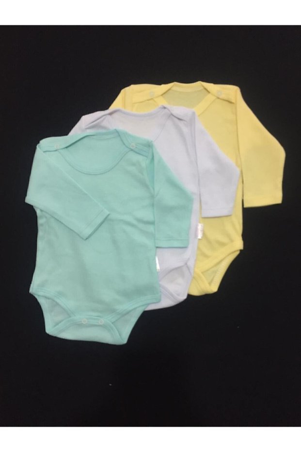 Baby Boy 3 Pieces 100% Cotton Long Sleeve Baby Badi Zıbın Bodysuit with Snap Fasteners