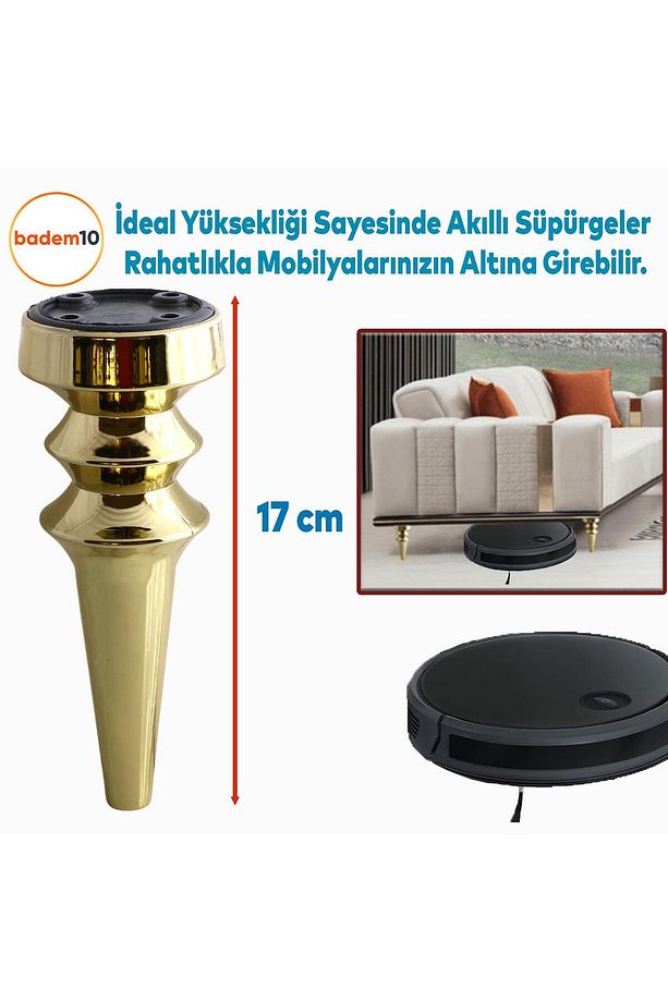 Oliva Gold 17 Cm Mobilya Kanepe Koltuk Tv Ünitesi Konsol Yükseltme Yükseltici Ayağı Ayakları 4 Adet - 3