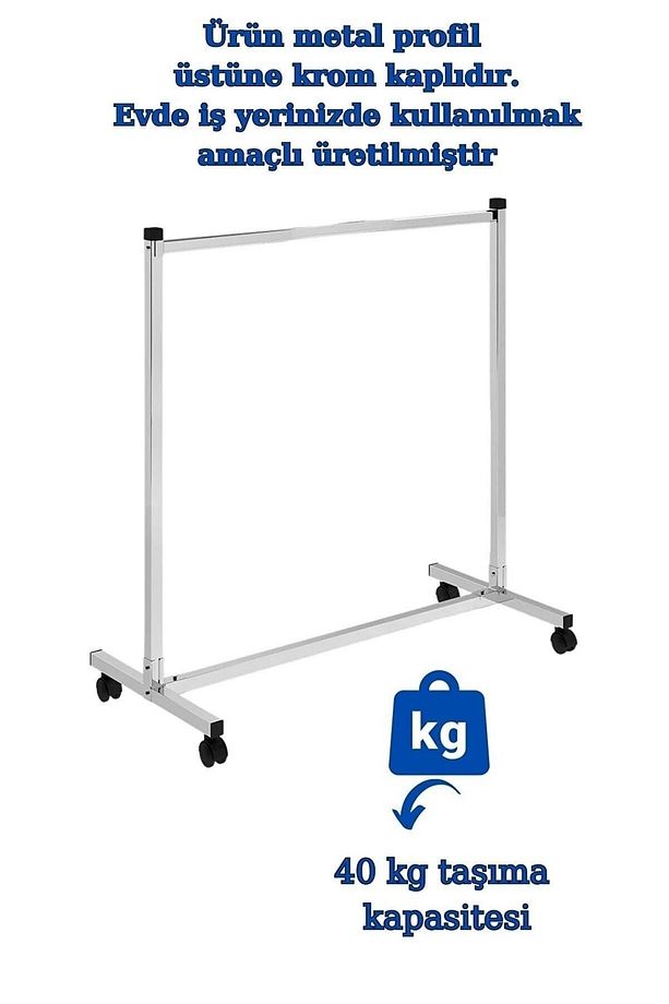 Ev Tipi Ekonomik Kıyafet Askısı Tekerlekli Askılık Orta Stant Metal Elbise Askılığı - 4