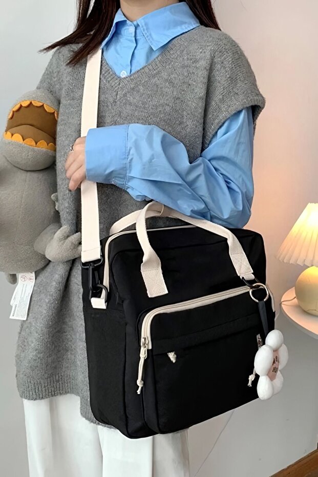 Black Transformable Backpack & Messenger Bag - 1