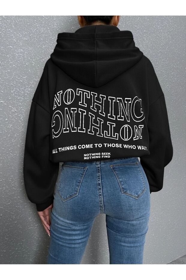 Dámská černá oversize mikina Reverse Plain Nothing Printed - 4