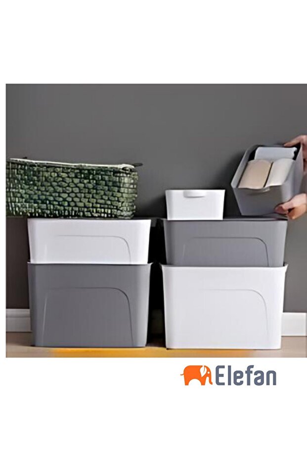 3'lü Organizer İstiflenebilir Kapaklı Çok Amaçlı Saklama Kutusu Seti-Soft - 5