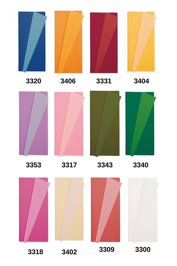 Çift Taraflı Alman Krapon Kağıdı 12li Set, Çiçek Yapım Kağıdı, 90gr 25x125 Cm, Karışık Renkler - 1