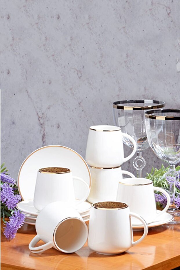 Byz-009 New Bone Set of 6 Gilded Coffee Cups