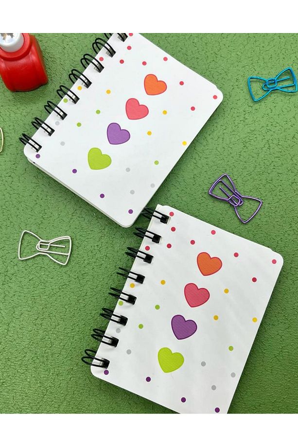 Sevimli Kalpler A7 Spiralli Mini Defter / Scrapbook /defter Süsleme Notebook/bullet Journal - 4