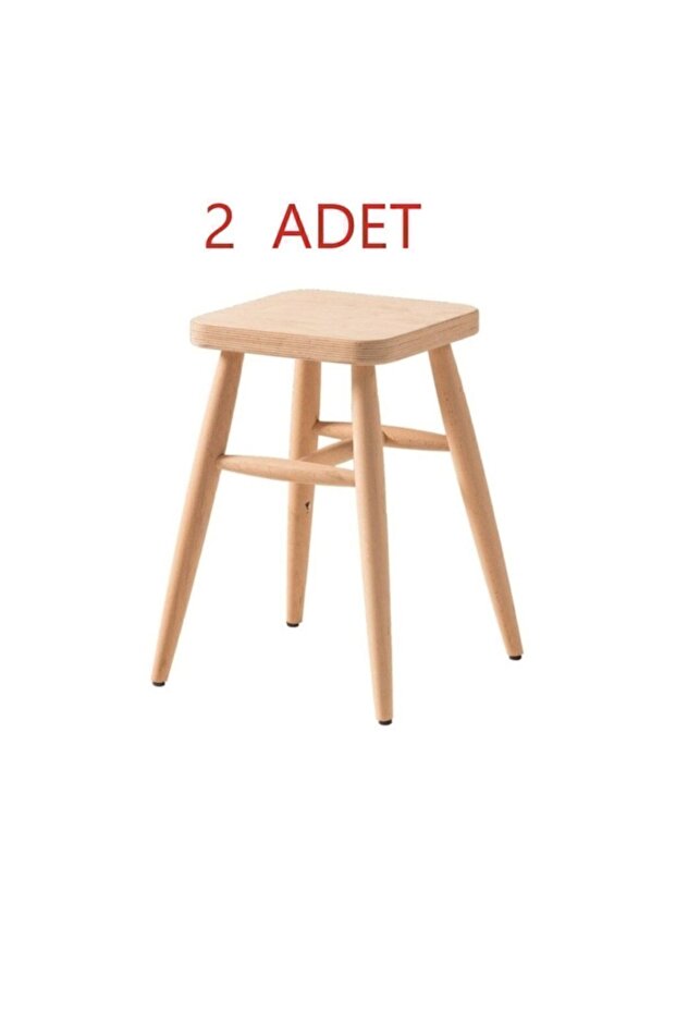 Kare Tabure Ahşap Ham 45 Cm 2 Adet - 1