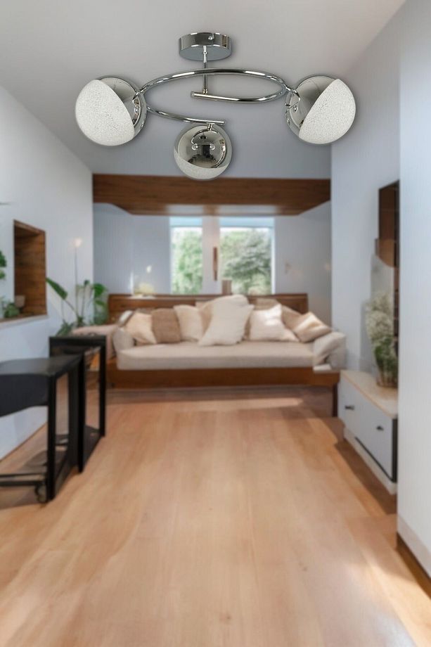 Dönence Krom Renkli Modern Salon - Mutfak - Yatak Odası 3 Lü Led Avize - 3