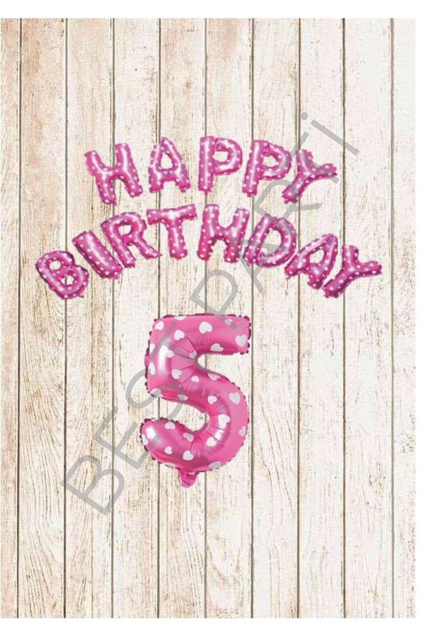 Best Pink Dotted Happy Birthday and Number Foil Balloon Set Age 5