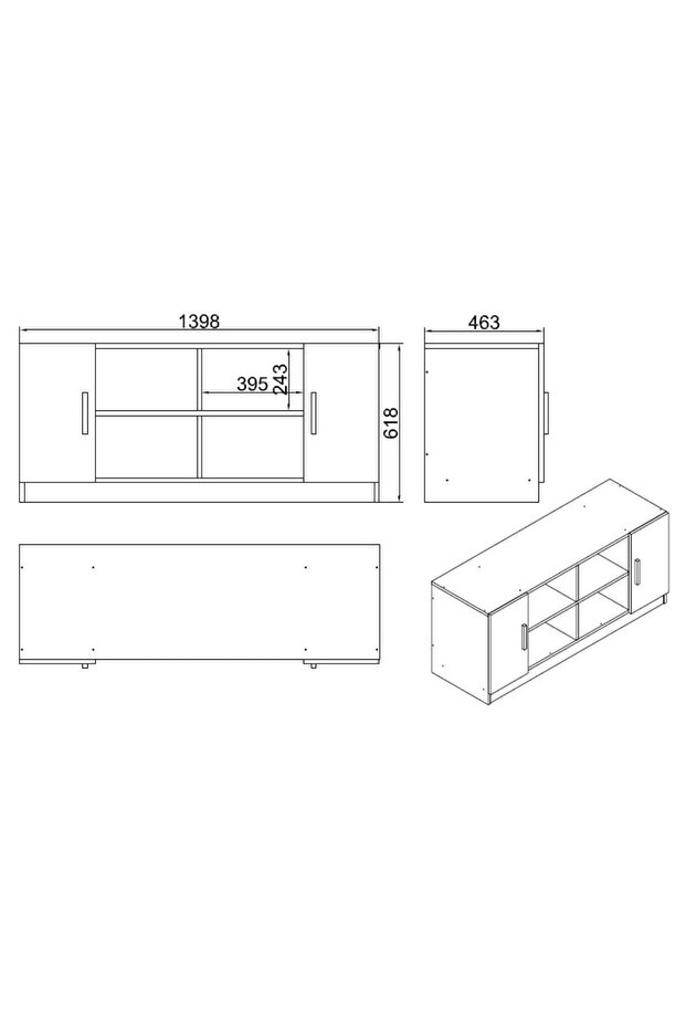 Verona F Ofis Kapaklı Kitaplık Dolap Dosya Dolabı Barok- Antrasit Gri - 7