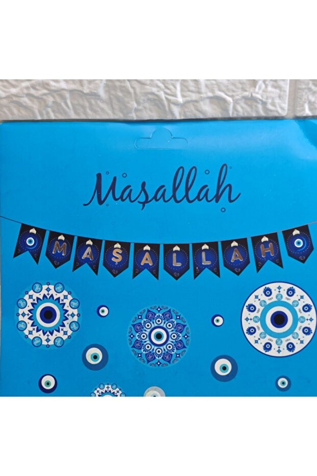 Mashallah Banner with Blue Evil Eye Beads - Mevlüt Ornaments