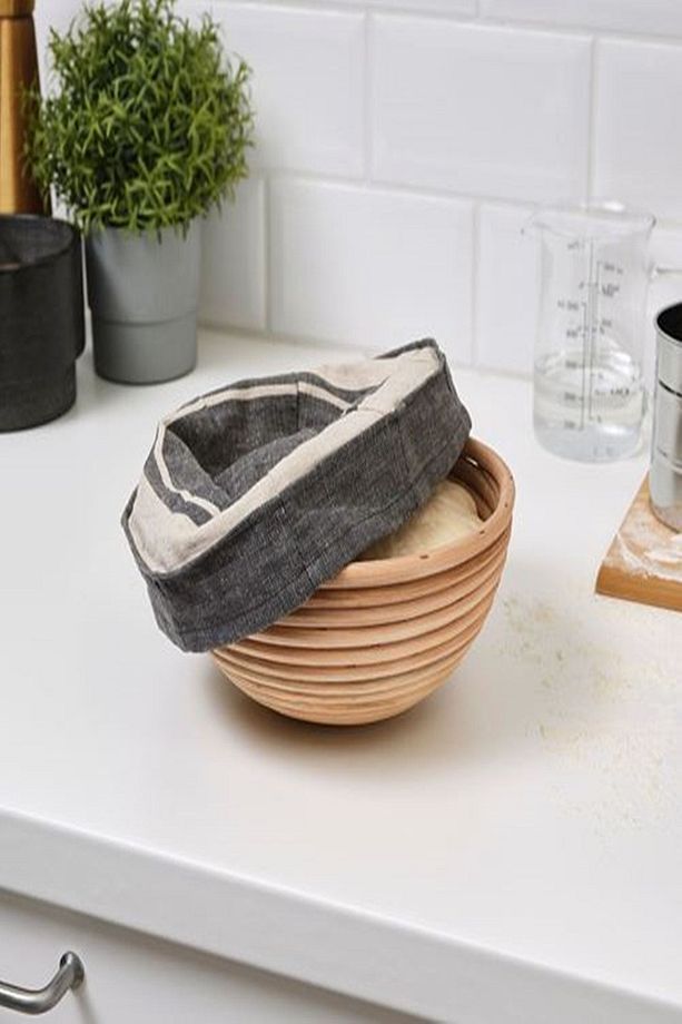 Jasnıng Kumaş Kaplı Hasır Ekmek Sepeti Rattan 22 Cm - 3