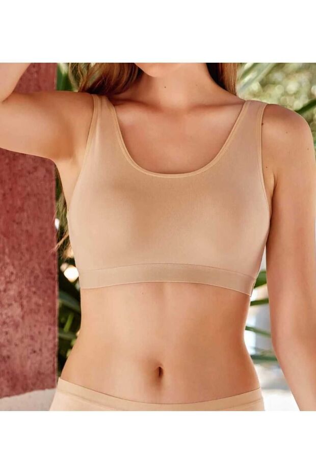 حمالة صدر رياضية قصيرة من القطن الممشط من Half Athlete Crop Petli Büstüyer