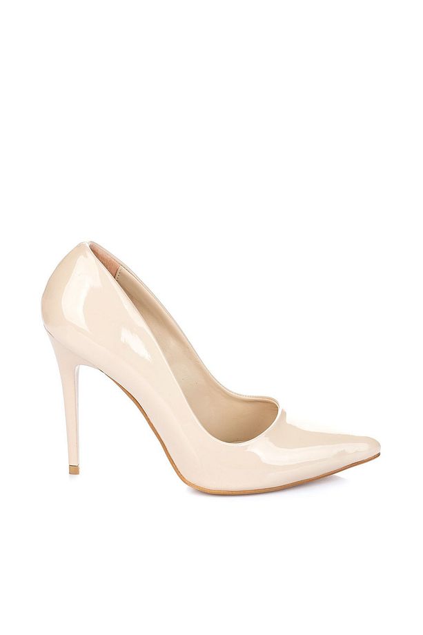 Kadın Karamel Rugan Klasik Topuk Stiletto Gece Abiye Ofis Topuklu Ayakkabı - 4