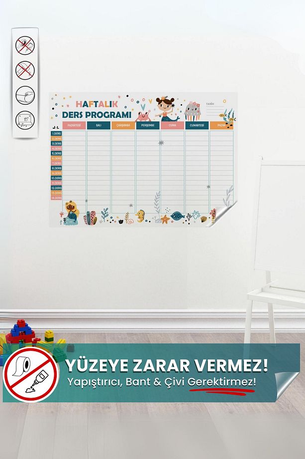 Haftalık Çalışma Ders Programı, Yapışkansız Tutunan Sihirli Akıllı Kağıt, Ders Planlayıcı Çizelgesi - 1