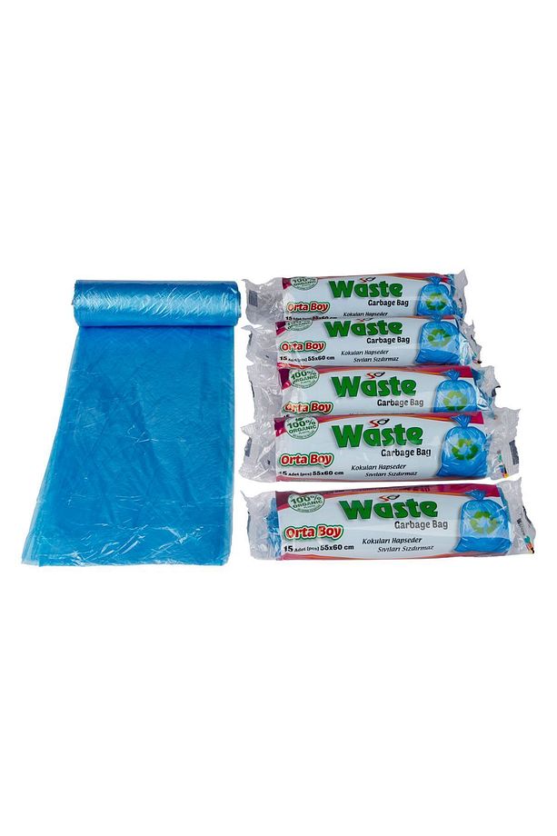 Orta Boy Çöp Poşeti 55*60 CM 5'li RULO 75 ADET - 4