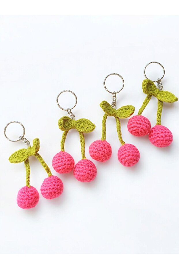 Cherry Patterned Keychain and Bag Ornament - 2