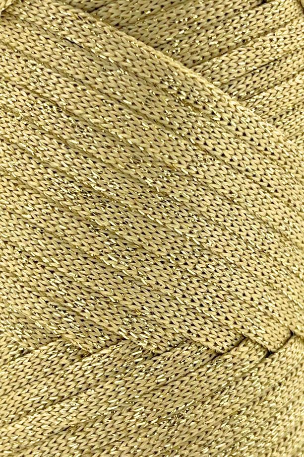 Premium Simli Ribbon Polyester İp 200 gr Makrome İpi Supla İpliği Ve Çanta İp Simli Hardal - 2