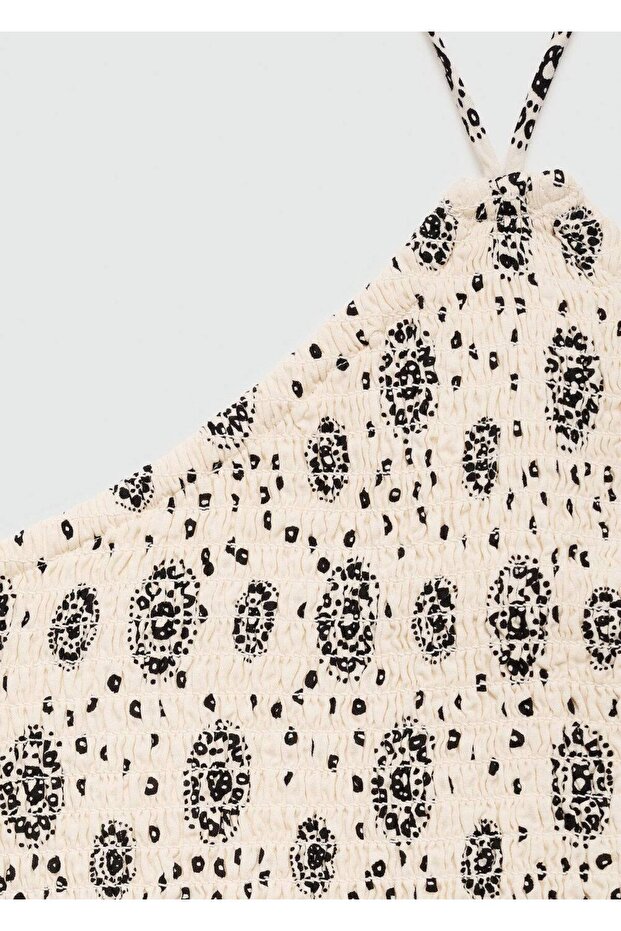 Patterned Drawstring Blouse - 5