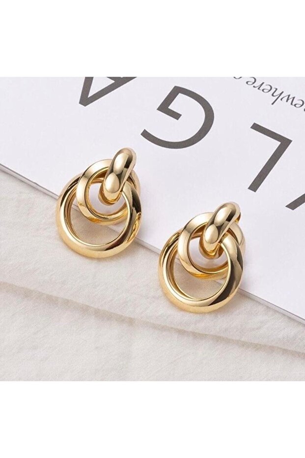 Gold Spiral Zara Model Steel Earrings Large Size