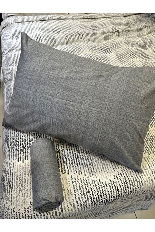 Gray Delta Patterned Single Elastic Pique Set - 2