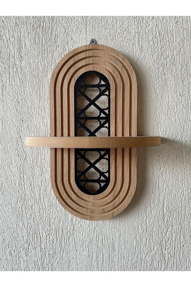 Ahşap Ortası Desenli Duvar Rafı (MDF) - 3