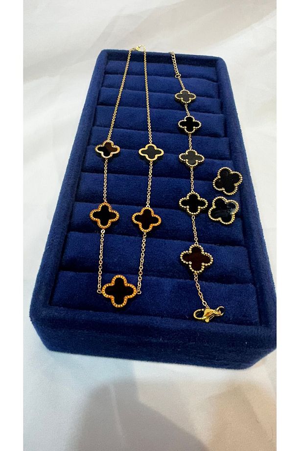 kolye bileklik küpe çelik set - 1