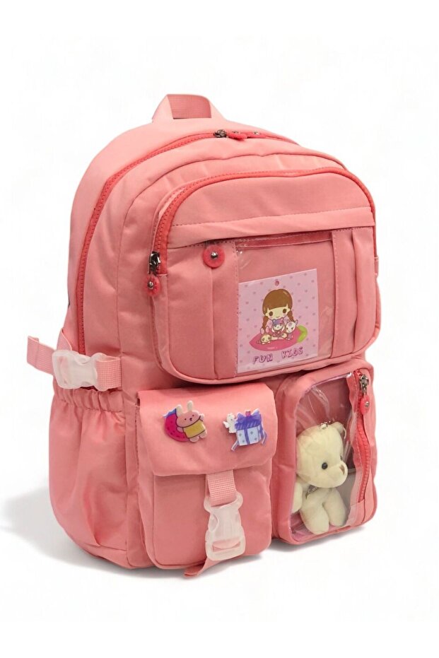 Korean Style Multi-functional Children's School Bag with Teddy Bear - Girls / Boys