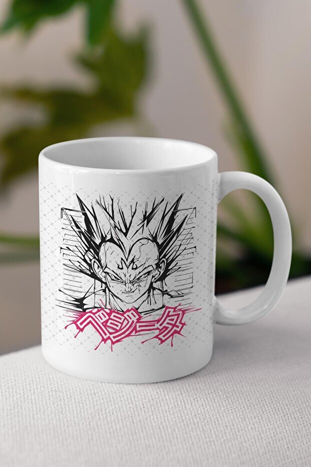 كوب أبيض منقوش عليه رسوم متحركة Dragon Ball Z Vegeta