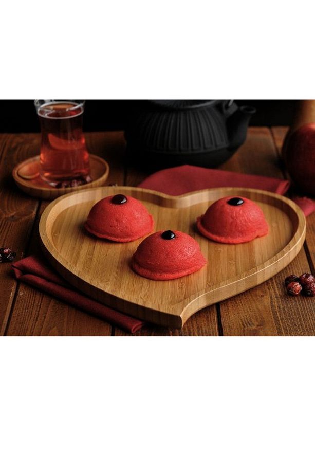 Bambu Kalp Tepsi Sunumluk Çerezlik Kahvaltılık Büyük (27x27x1,6 Cm) - 4