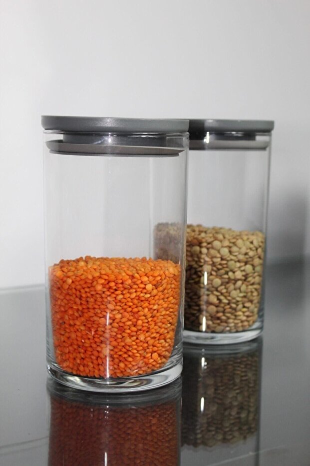 43736 Vacuum Glass Jar - Glass Food Storage Container 2 Pieces Gray Fma55510 010oa