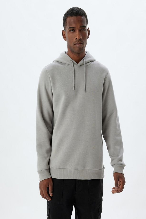 Kapşonlu Sweatshirt Basic Pamuk Karışımlı - 3