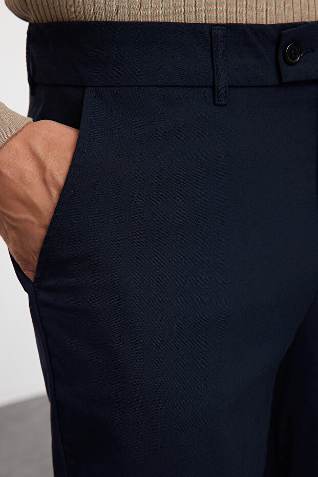 Lacivert Gri Slim Fit İtalyan Kesim Chino Kumaş Pantolon TMNAW23PL00034 - 4