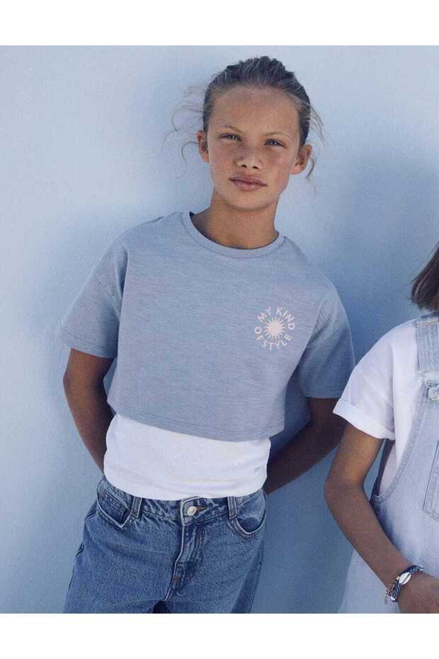 Çift Kat Desenli Tişört - 1