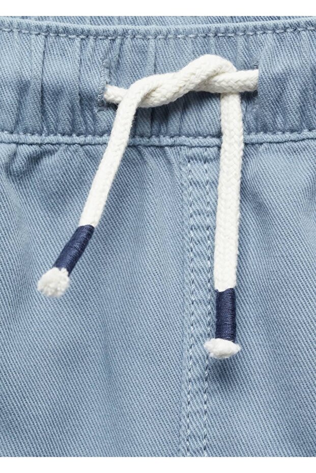 Beli elastik pamuklu şort - 4