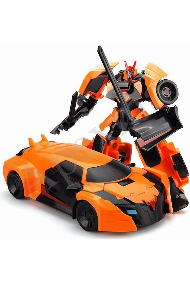 Araca Dönüşebilen Oyuncak Model Robot - Turuncu Renkli Araba Robot - 1