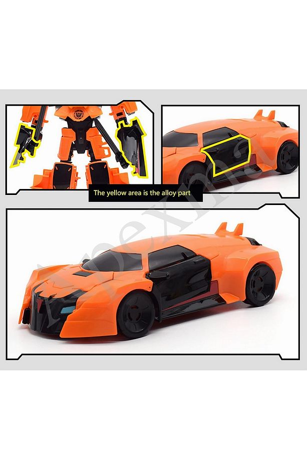 Araca Dönüşebilen Oyuncak Model Robot - Turuncu Renkli Araba Robot - 4