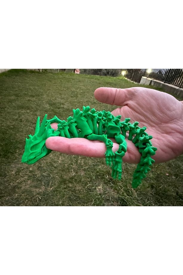 Hareketli Ejderha Oyuncak Figürü - Yeşil Renk (20Cm) - 5