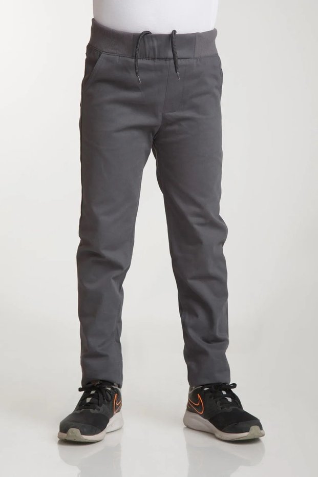 Unisex Primary and Secondary School 6-16 Years Old School Pants Ribbed Waist Canvas Student School Gray Pants