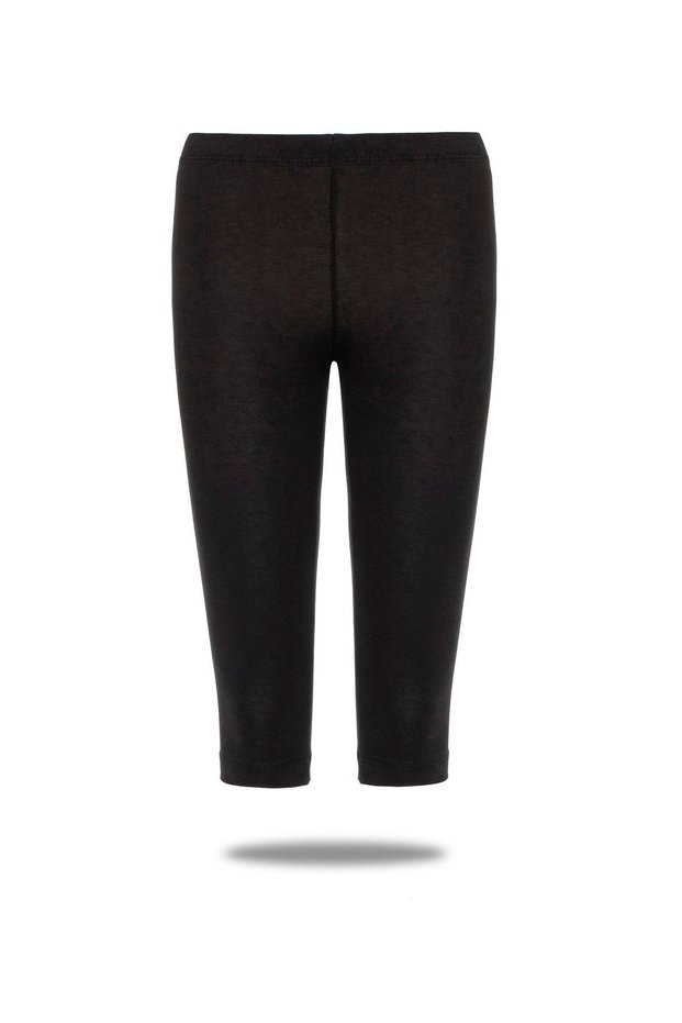 Girl Child Athlete Below Knee Black Slim Fit Tights 8027