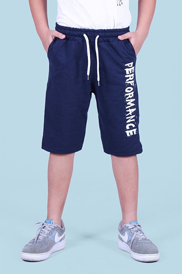 Performance Printed Boy's Navy Blue Capri