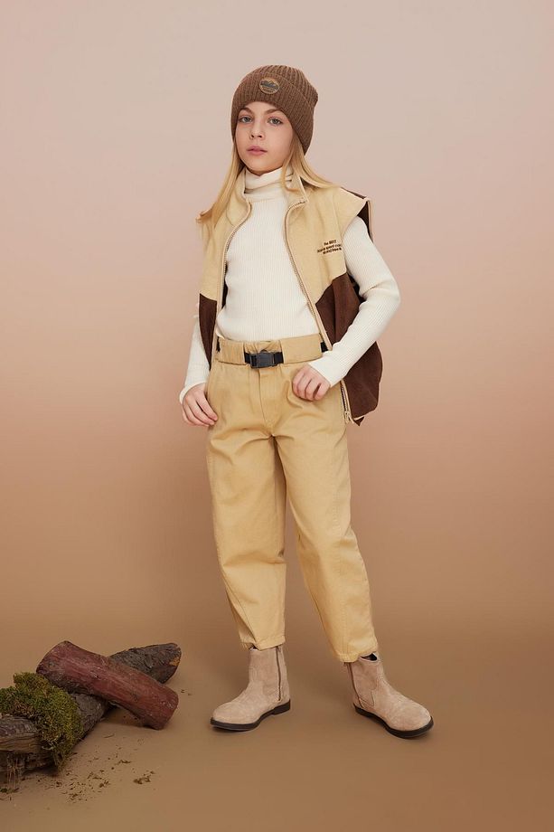Kız Çocuk Slouchy Fit Düz Paça Gabardin Pantolon A9606a823wn - 2