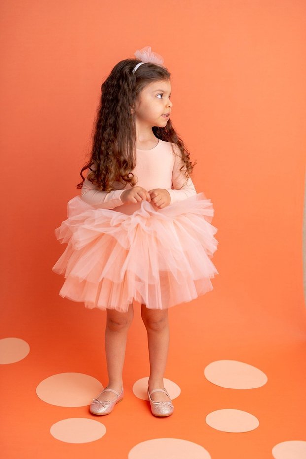 Girl's Salmon Peony Tutu Dress