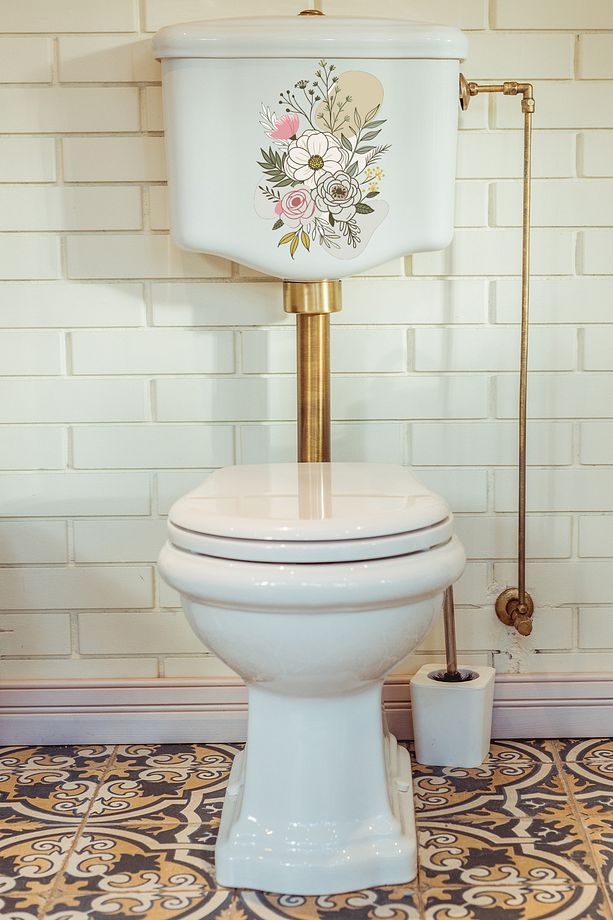 Soft Renkli Bahar Çiçekleri Temalı Banyo Klozet Sticker ECH142 - 4