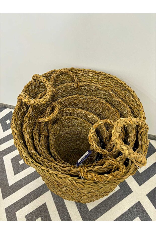 5 parça hasır sepet seti - 4