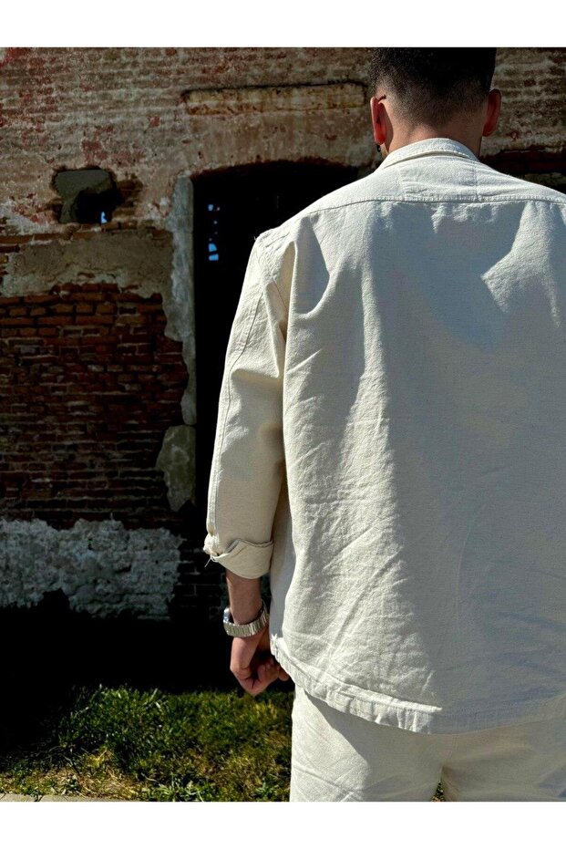 Krem Keten Ceket - 4