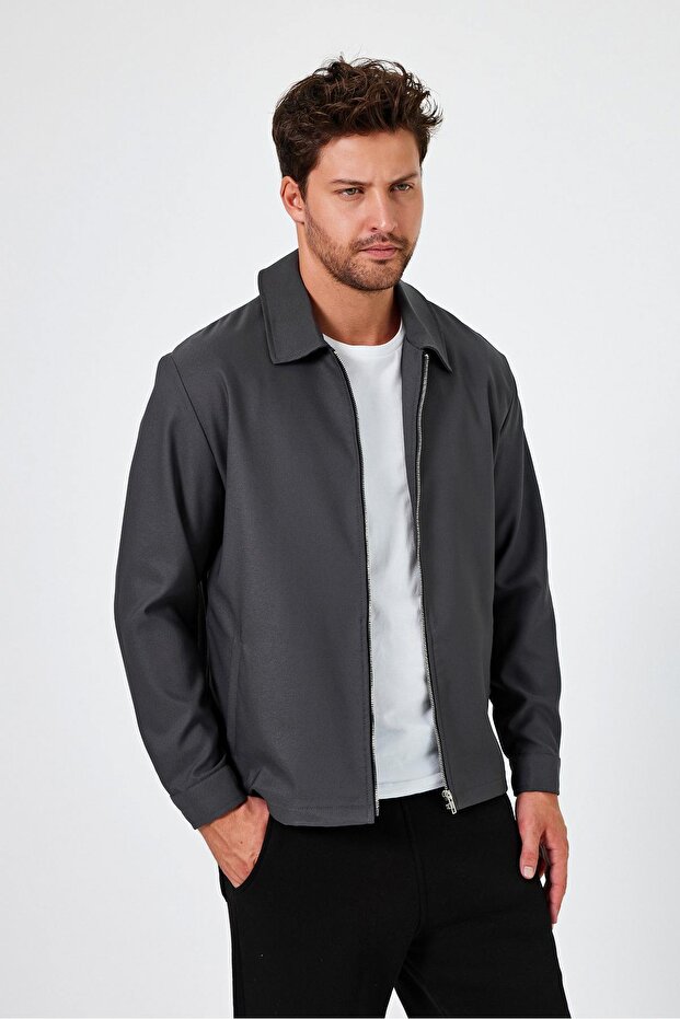 Shirt Collar Zippered Coat (E24-00201)
