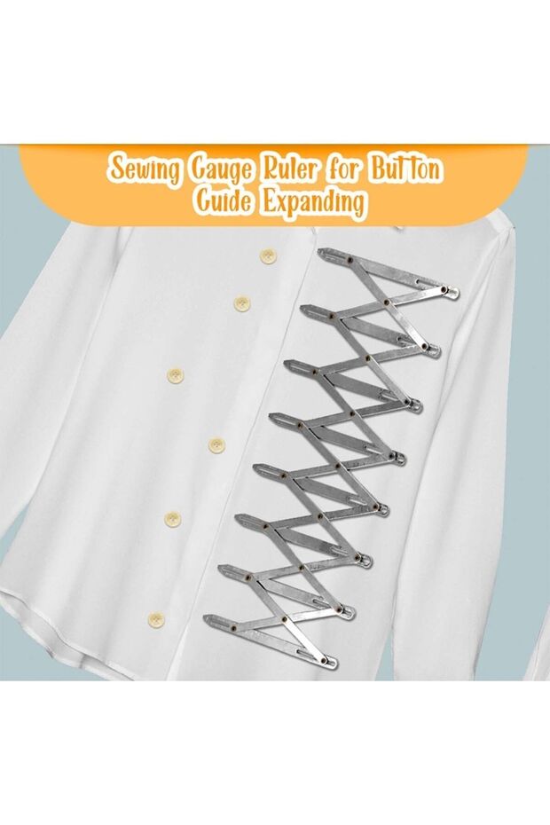 Sewing Button Eyelet Buttonhole Paper File Fabric Equal Distance Measuring Marking Tool Ruler - 2