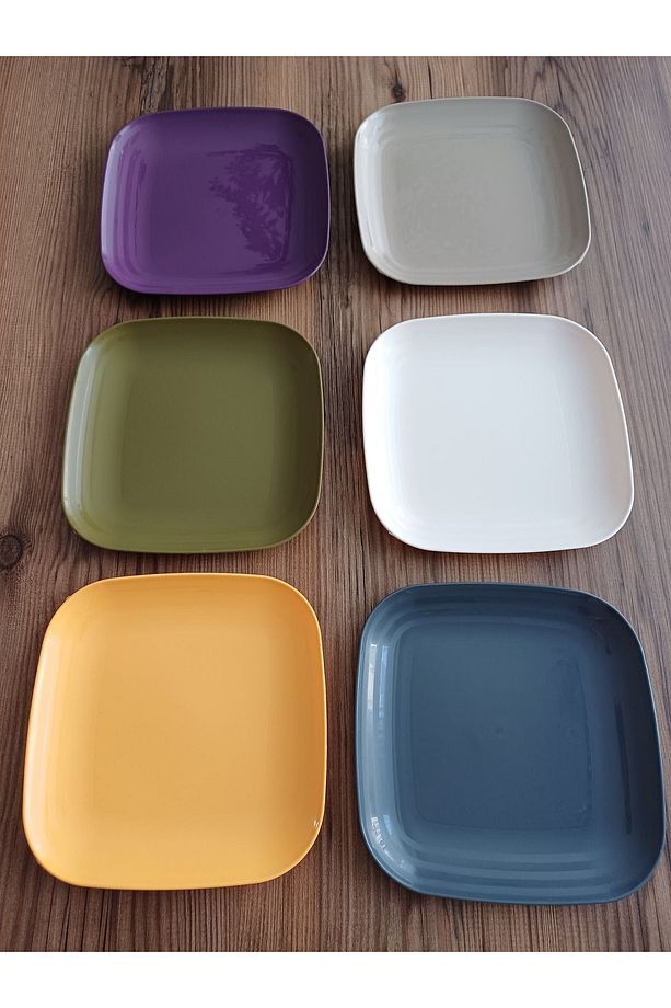 Plastik 6`lı Kahvaltı Tabağı, Piknik Tabağı, Renkli Tabak 6 Renk - 2