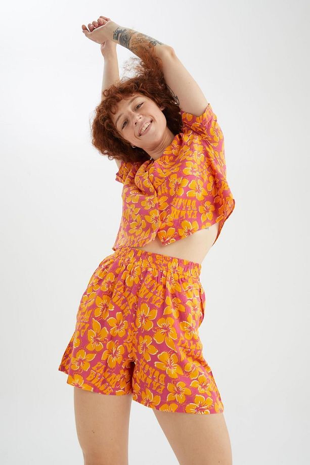 Coool Relax Fit Çiçekli Pijama Yaka Kısa Kollu Gömlek Y9107az22hs - 6